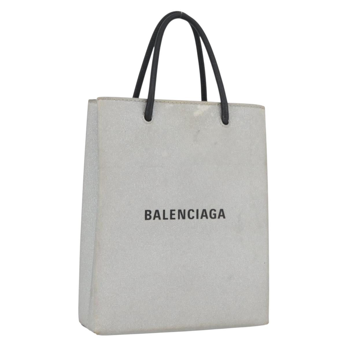 BALENCIAGA Shopping Tote Bag Tote Bag Coated Canvas Silver 693805 Auth BSZ360