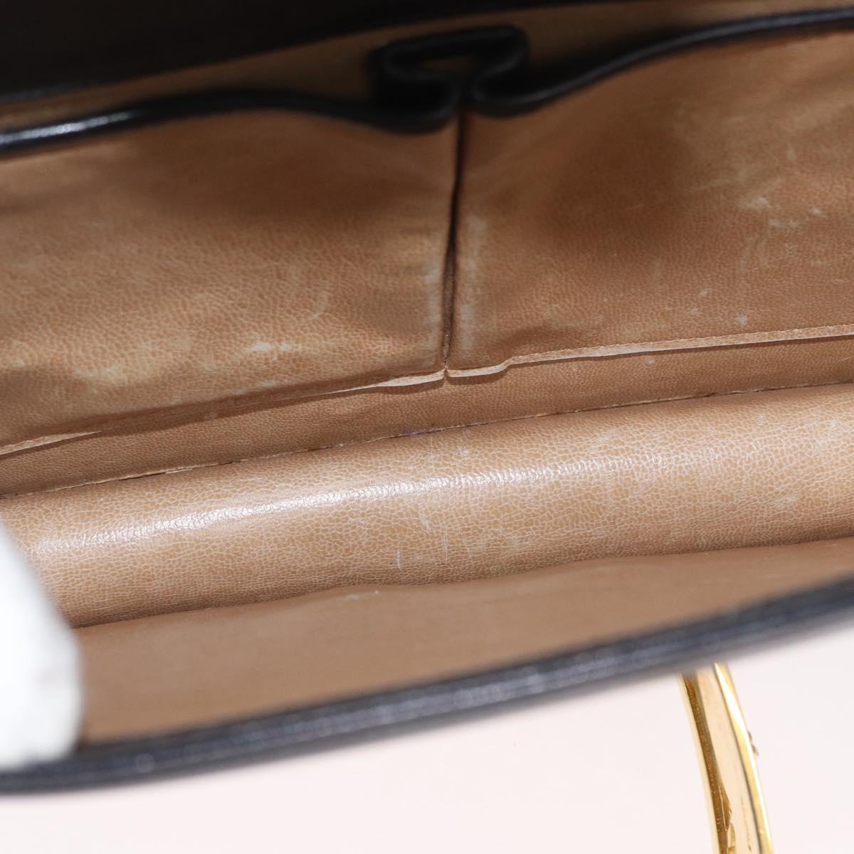 CELINE Horse Carriage Shoulder Bag Leather Black Gold Auth BSZ366