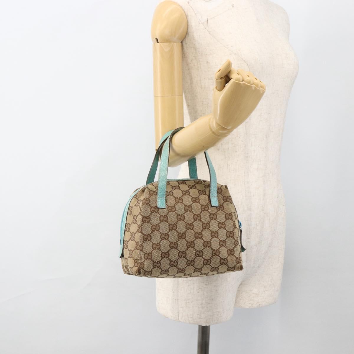 GUCCI GG Canvas Hand Bag Beige 124542 0416 Auth BSZ369