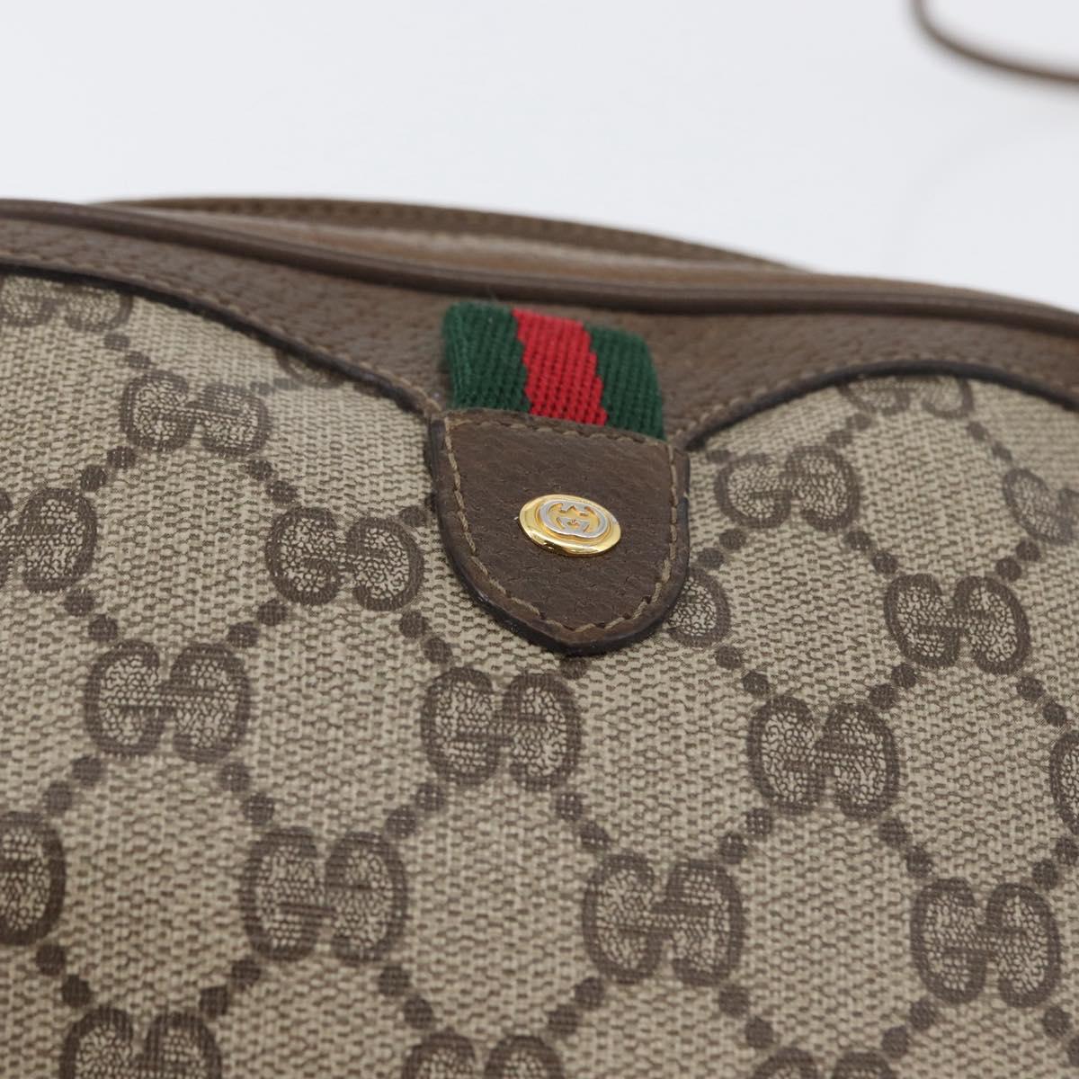 GUCCI GG Supreme Web Sherry Line Bag PVC Beige Gold 89 02 066i Auth BSZ370