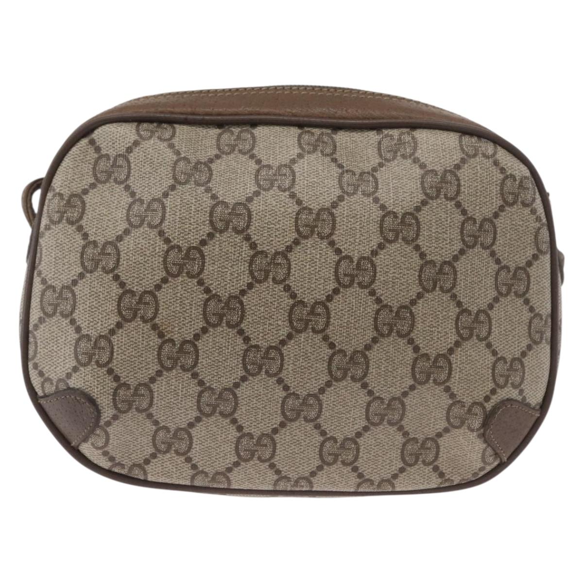 GUCCI GG Supreme Web Sherry Line Bag PVC Beige Gold 89 02 066i Auth BSZ370
