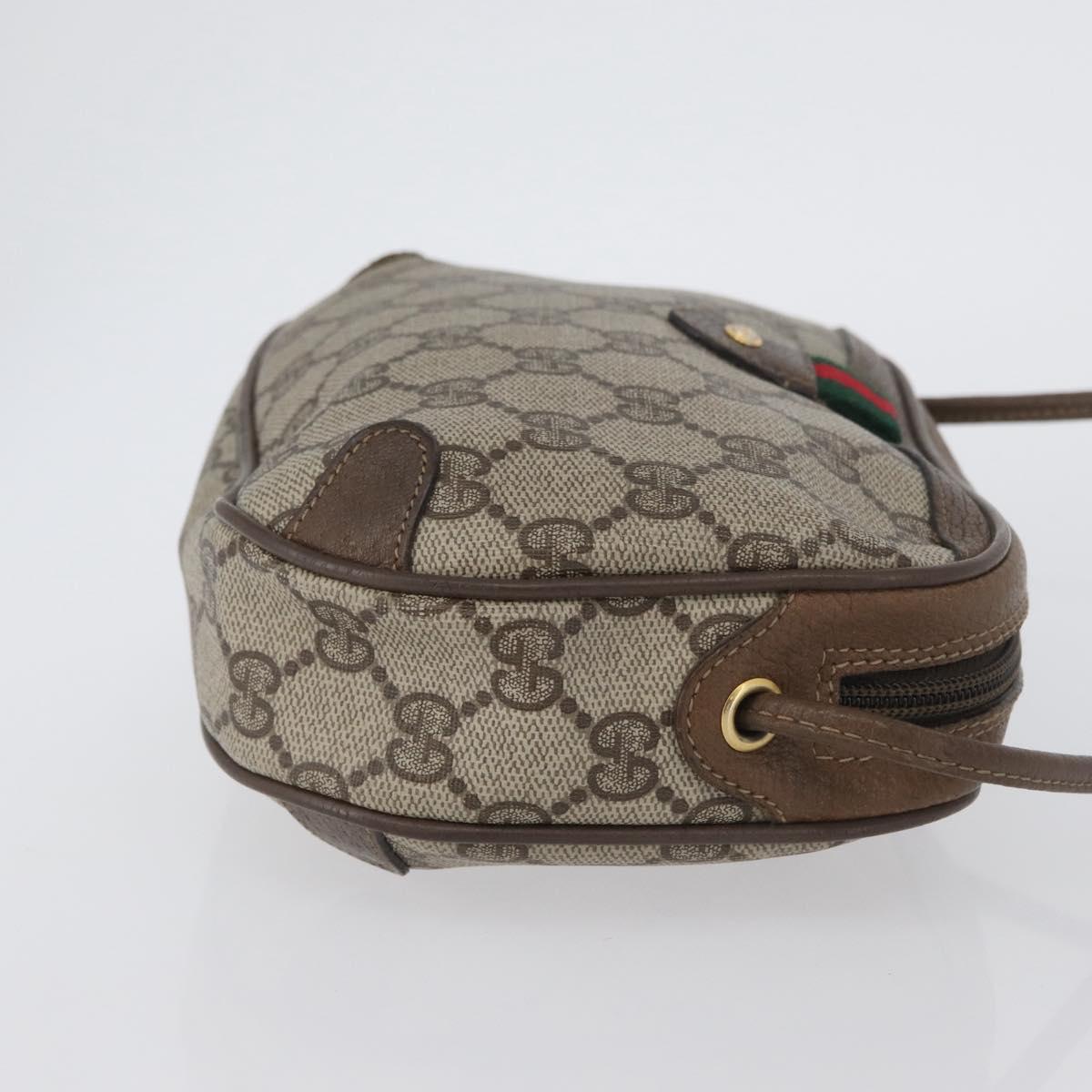 GUCCI GG Supreme Web Sherry Line Bag PVC Beige Gold 89 02 066i Auth BSZ370