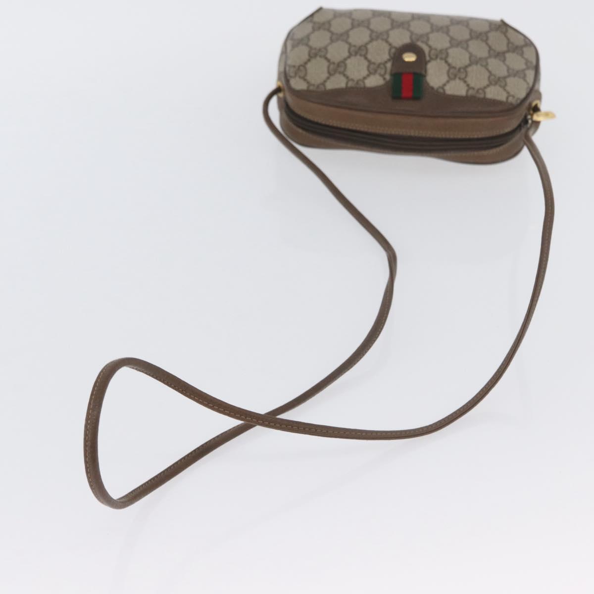 GUCCI GG Supreme Web Sherry Line Bag PVC Beige Gold 89 02 066i Auth BSZ370