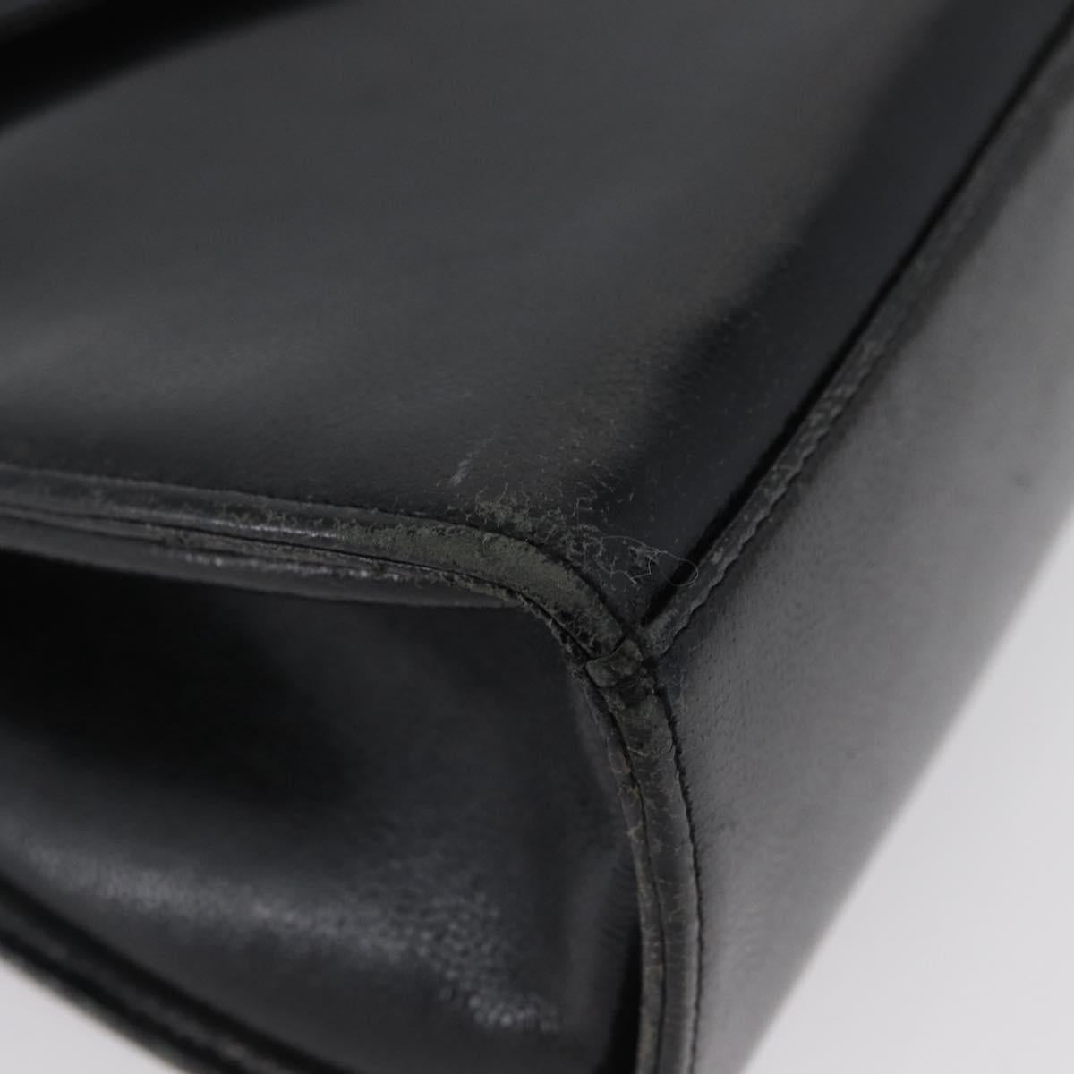 GIVENCHY Hand Bag Leather Black Gold Auth BSZ372