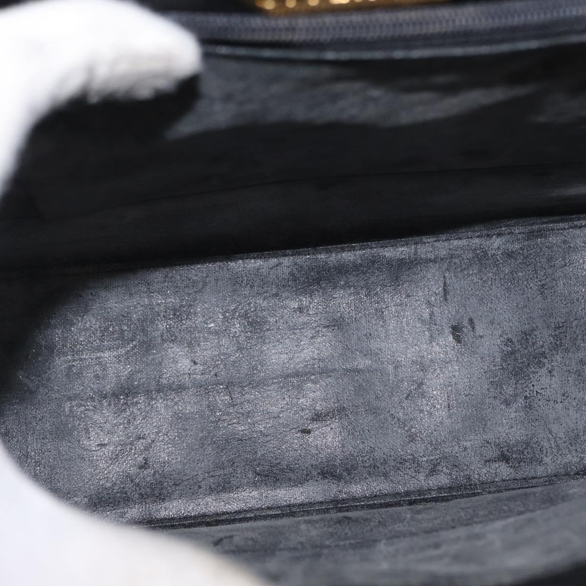 GIVENCHY Hand Bag Leather Black Gold Auth BSZ372