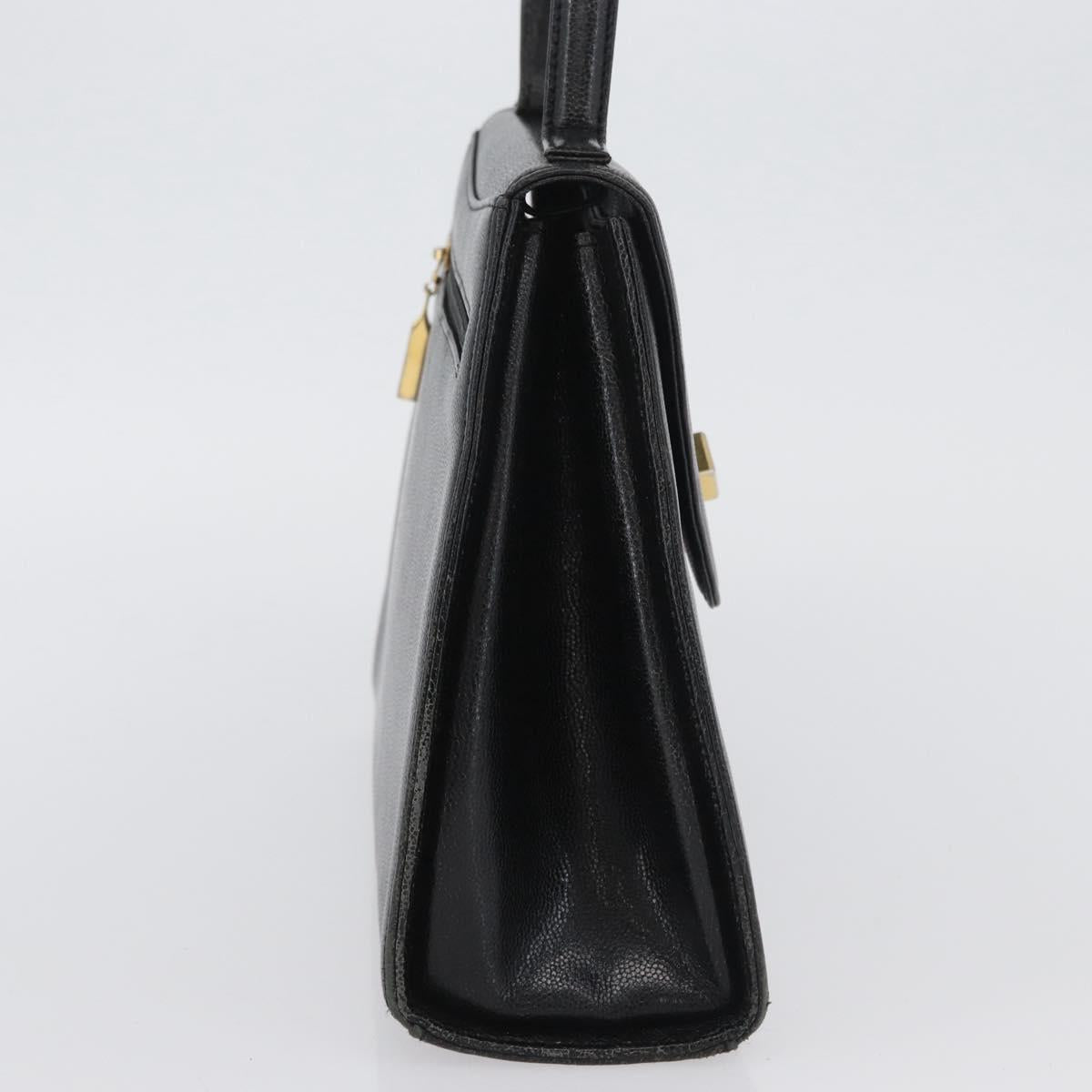 GIVENCHY Hand Bag Leather Black Gold Auth BSZ372