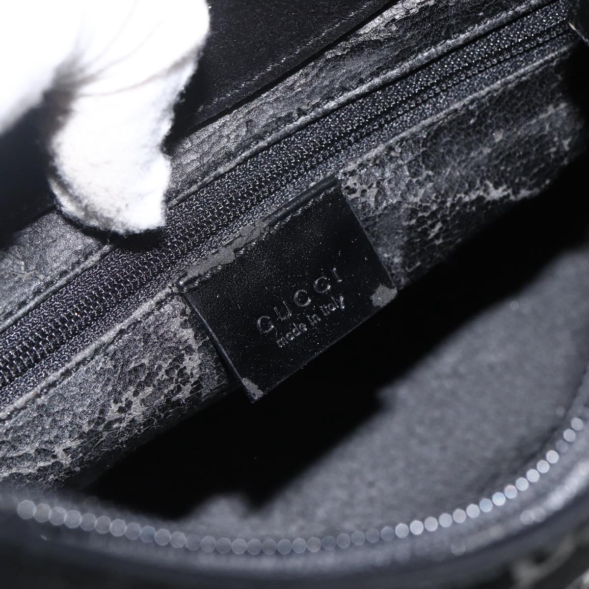 GUCCI GG Canvas Bamboo Shoulder Bag Suede Black Silver 001 3008 Auth BSZ373