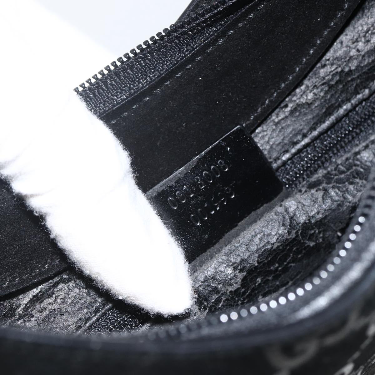 GUCCI GG Canvas Bamboo Shoulder Bag Suede Black Silver 001 3008 Auth BSZ373