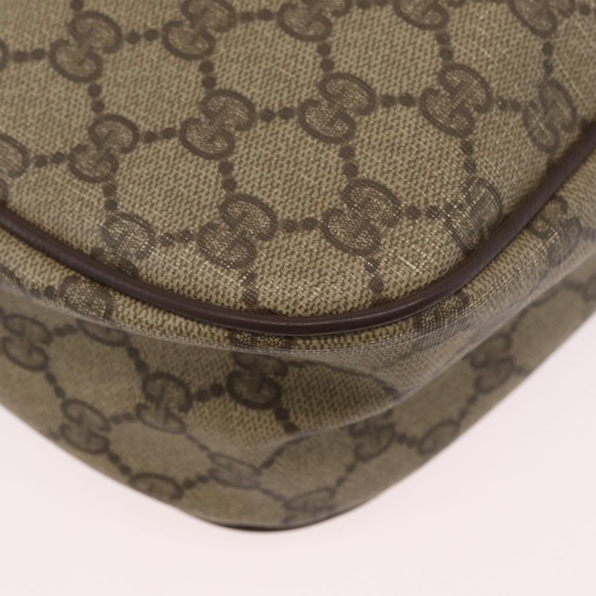 GUCCI GG Supreme Web Sherry Line Bag PVC Beige Gold 89 02 032 Auth BSZ376