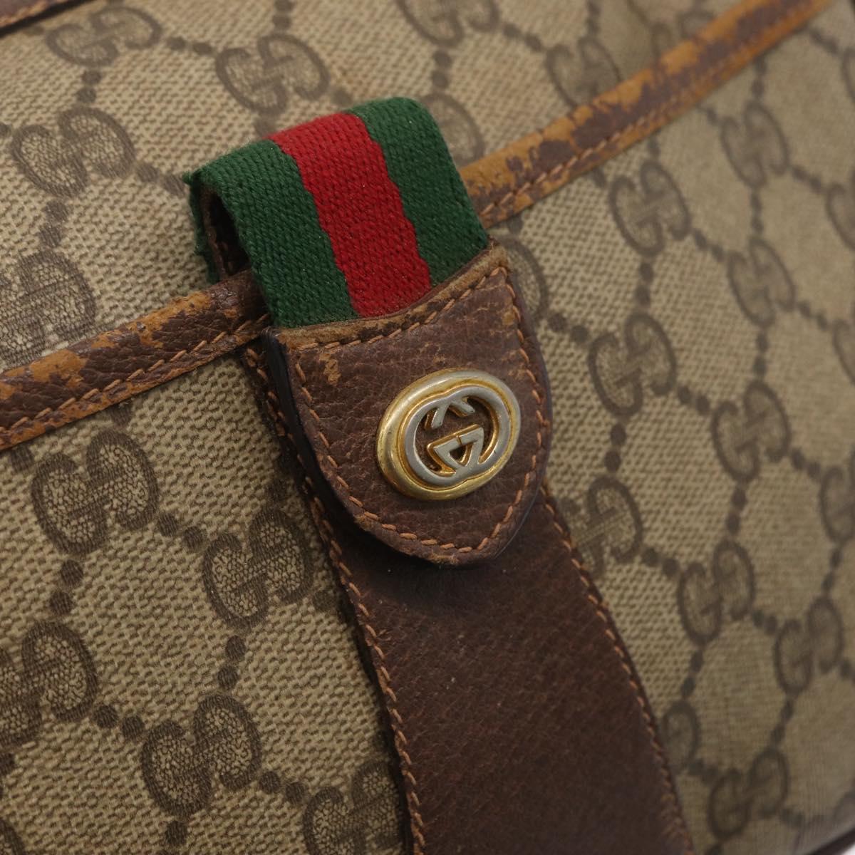 GUCCI GG Supreme Web Sherry Line Bag PVC Beige Gold 89 02 032 Auth BSZ376