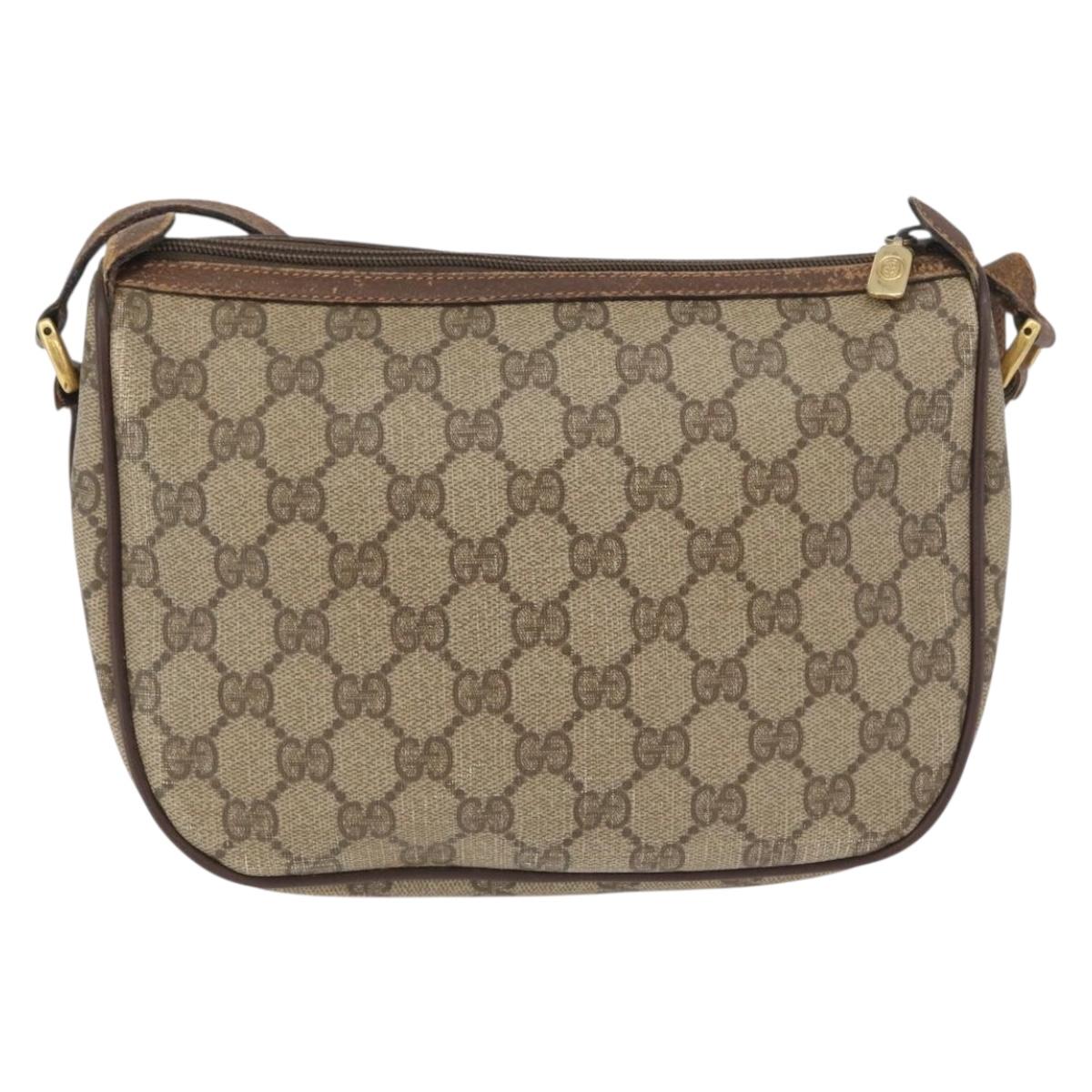 GUCCI GG Supreme Web Sherry Line Bag PVC Beige Gold 89 02 032 Auth BSZ376
