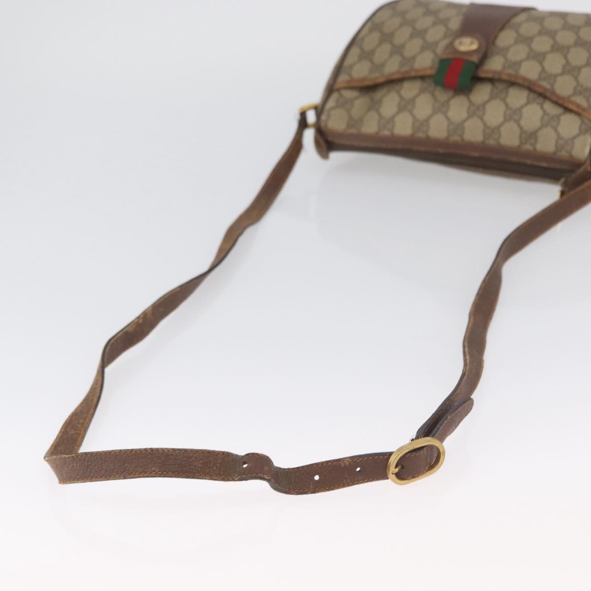 GUCCI GG Supreme Web Sherry Line Bag PVC Beige Gold 89 02 032 Auth BSZ376