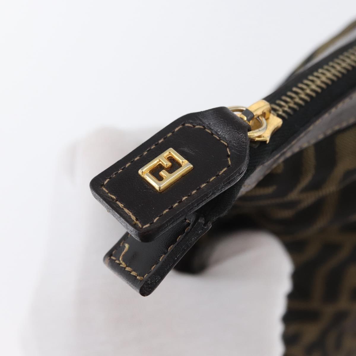 FENDI Zucca Canvas Pouch Brown Black Auth BSZ377
