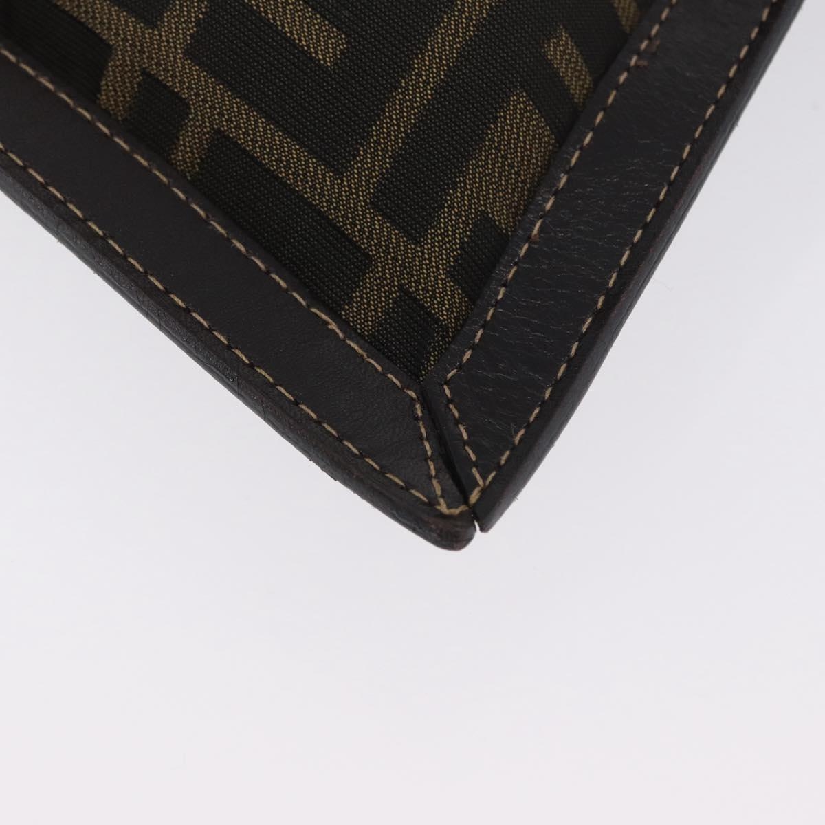FENDI Zucca Canvas Pouch Brown Black Auth BSZ377