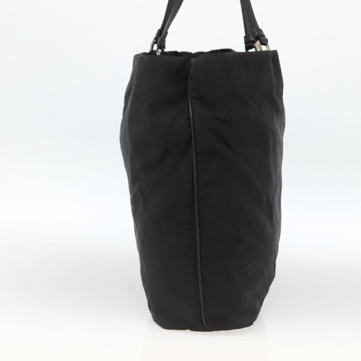 PRADA Tote Bag Nylon Black Silver Auth BSZ380