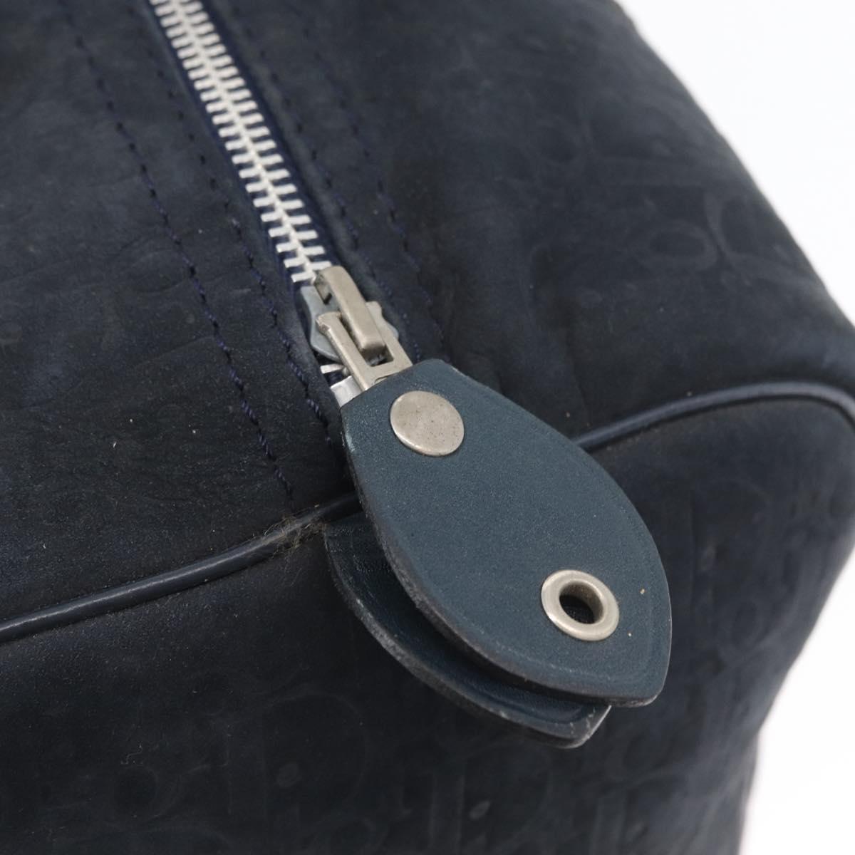 Christian Dior Trotter Canvas Hand Bag Suede Navy Silver Auth BSZ381