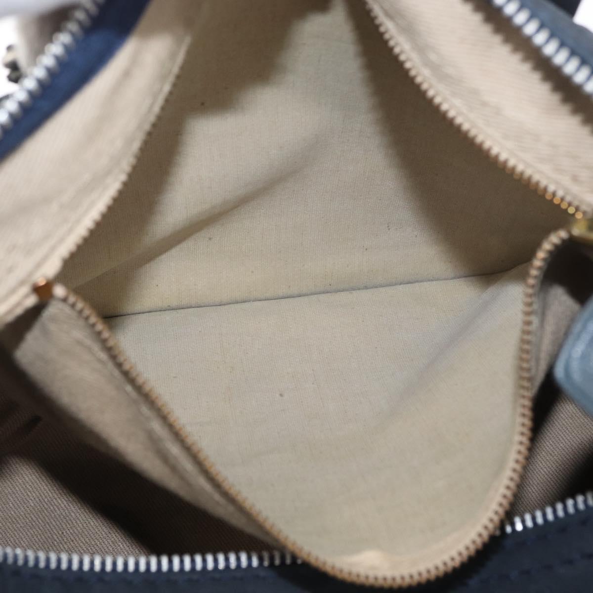 Christian Dior Trotter Canvas Hand Bag Suede Navy Silver Auth BSZ381