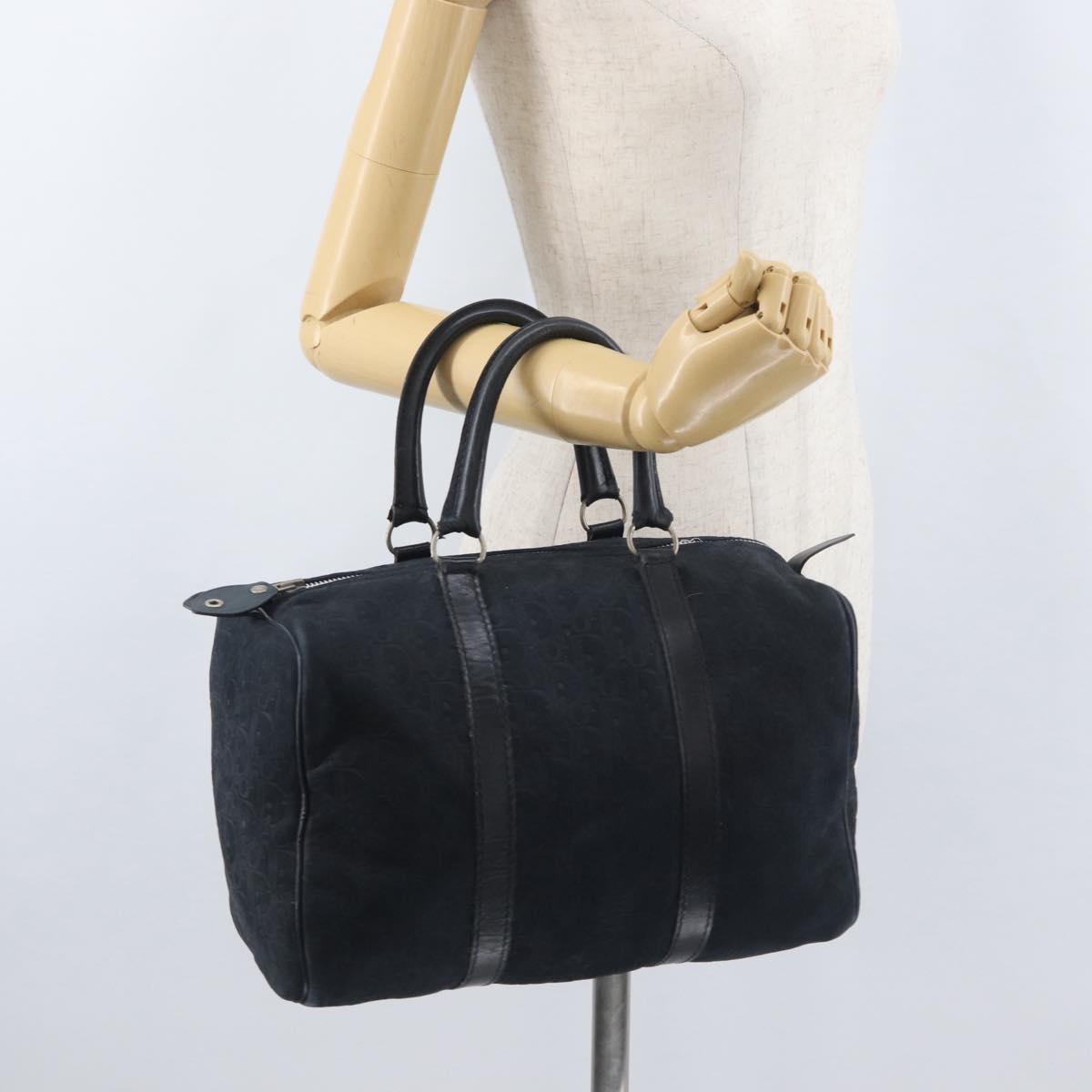 Christian Dior Trotter Canvas Hand Bag Suede Navy Silver Auth BSZ381