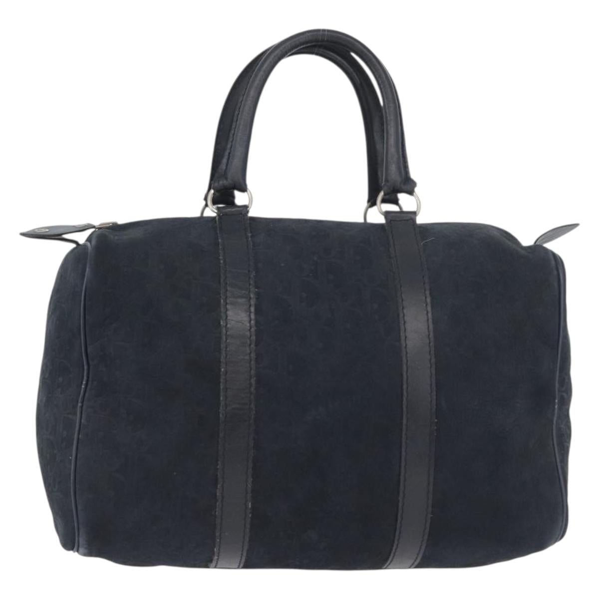 Christian Dior Trotter Canvas Hand Bag Suede Navy Silver Auth BSZ381
