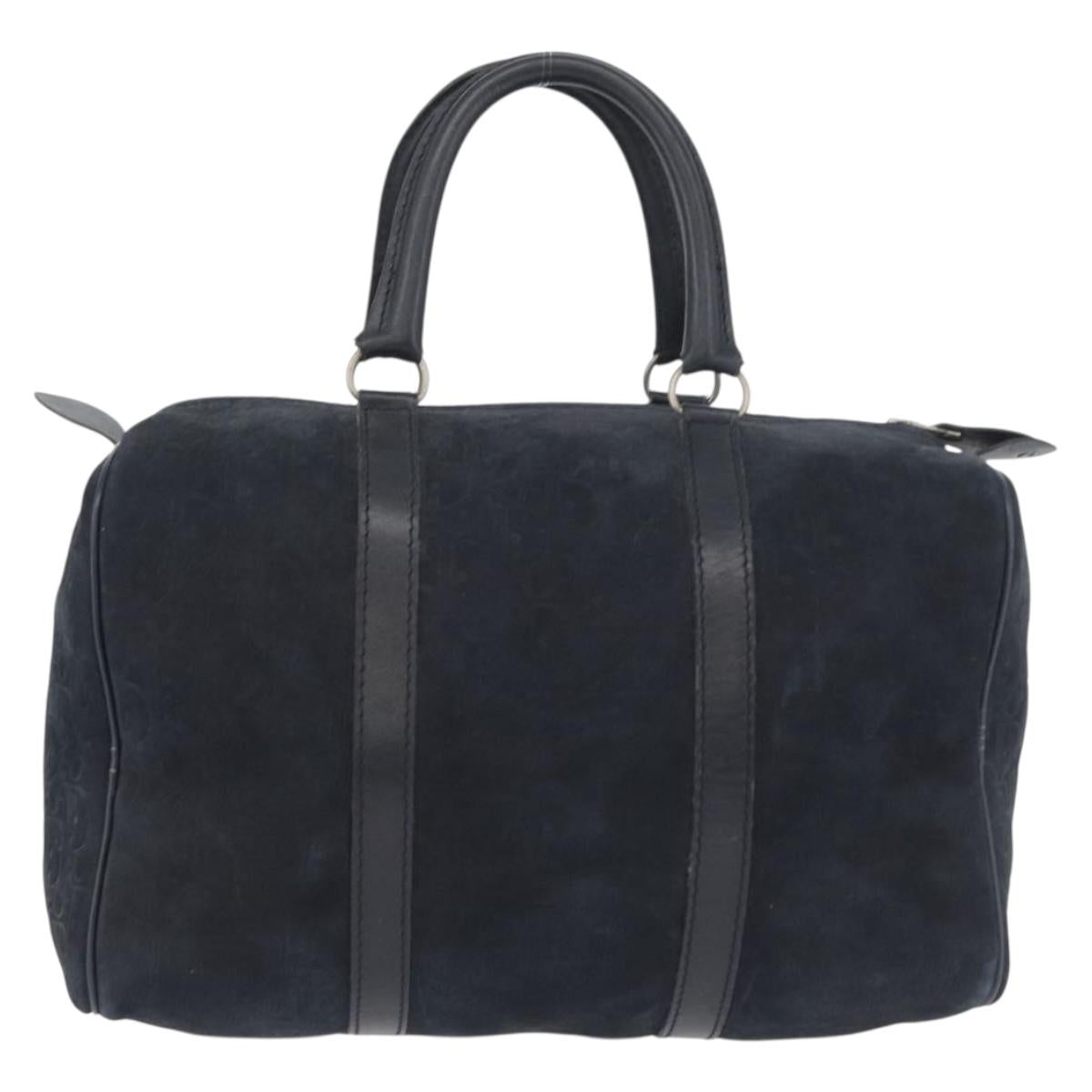 Christian Dior Trotter Canvas Hand Bag Suede Navy Silver Auth BSZ381