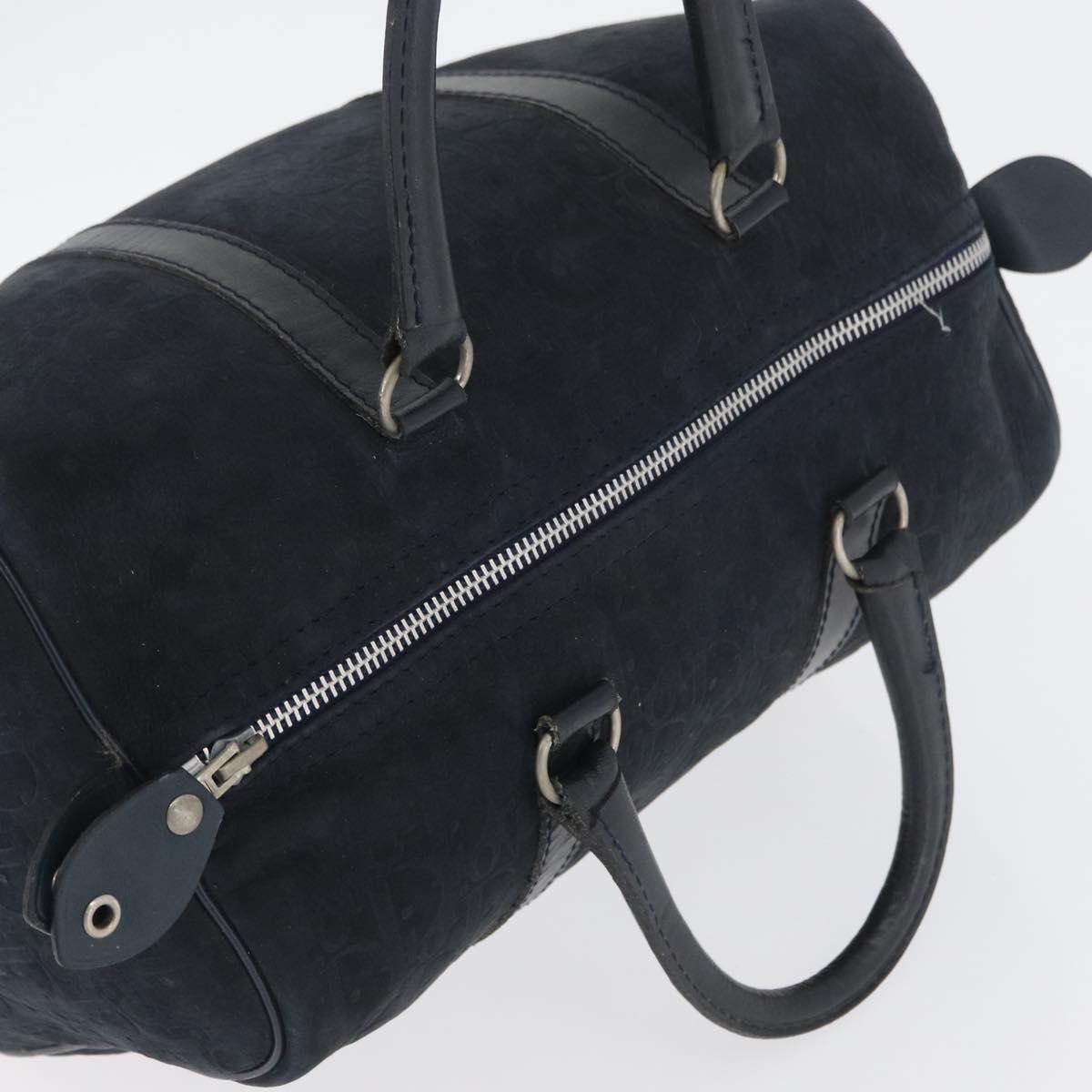 Christian Dior Trotter Canvas Hand Bag Suede Navy Silver Auth BSZ381
