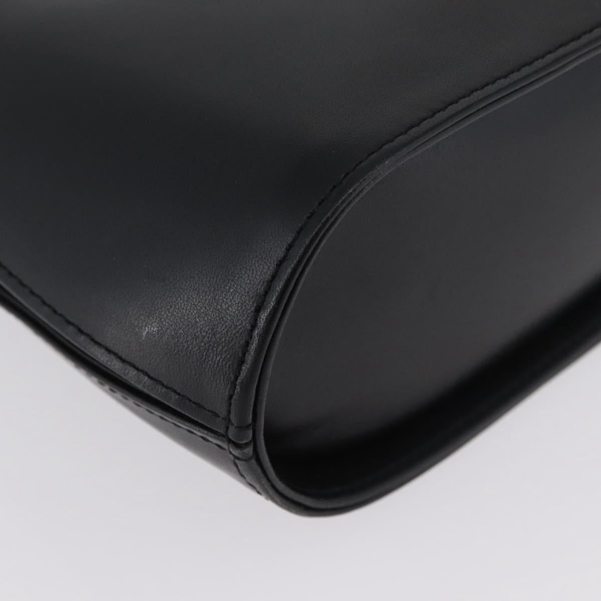 GIVENCHY Hand Bag Leather Black Gold Auth BSZ396