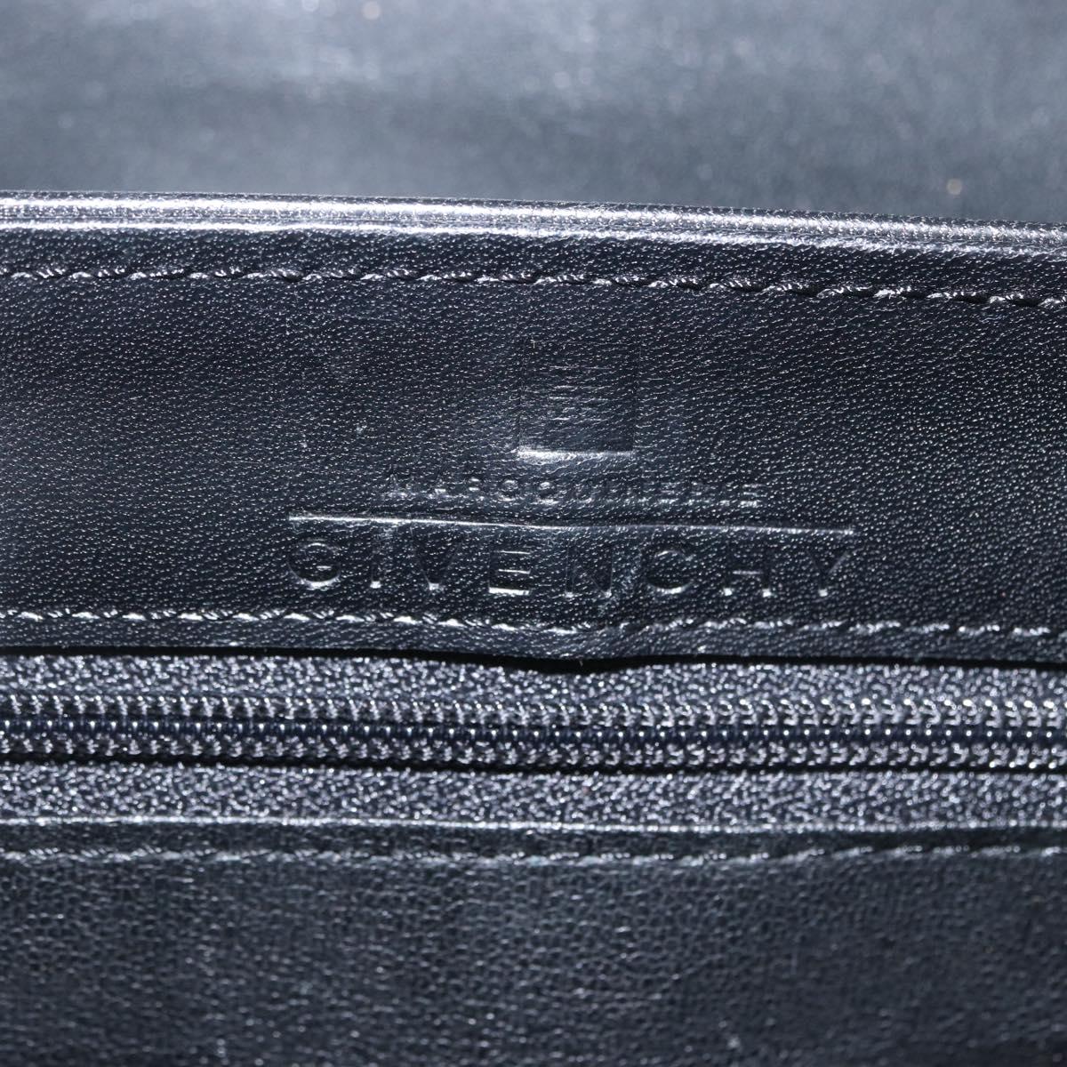 GIVENCHY Hand Bag Leather Black Gold Auth BSZ396