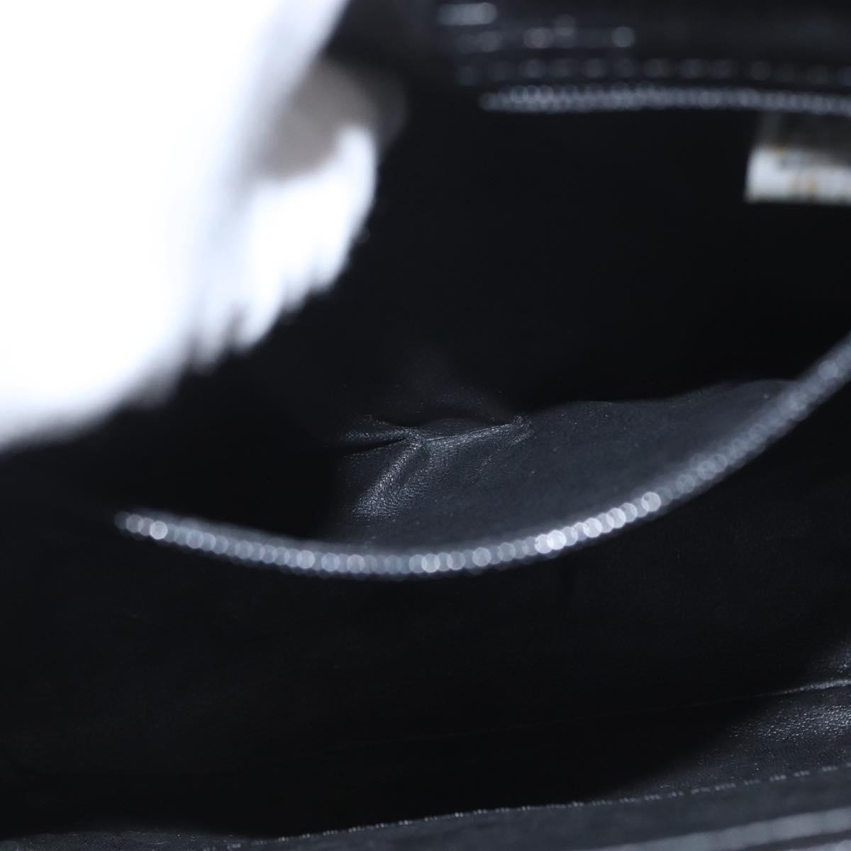 GIVENCHY Hand Bag Leather Black Gold Auth BSZ396