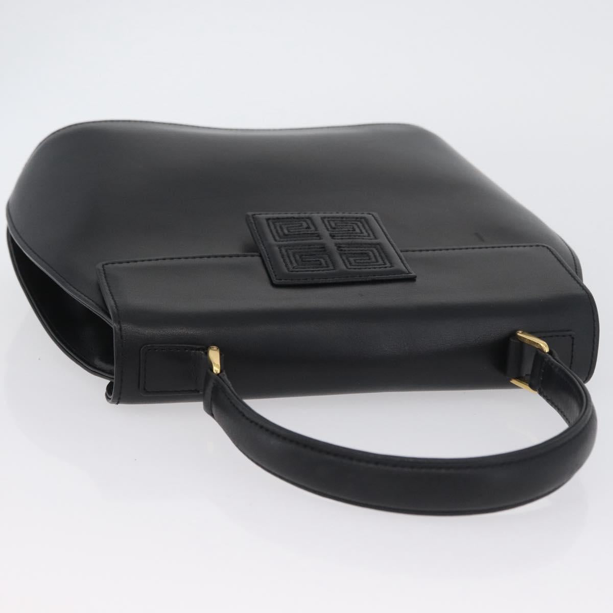GIVENCHY Hand Bag Leather Black Gold Auth BSZ396