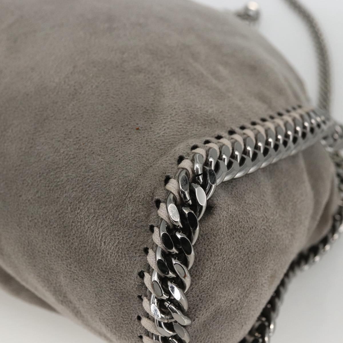 Stella MacCartney Chain Fabera Shoulder Bag Polyester Gray Silver Auth BSZ398