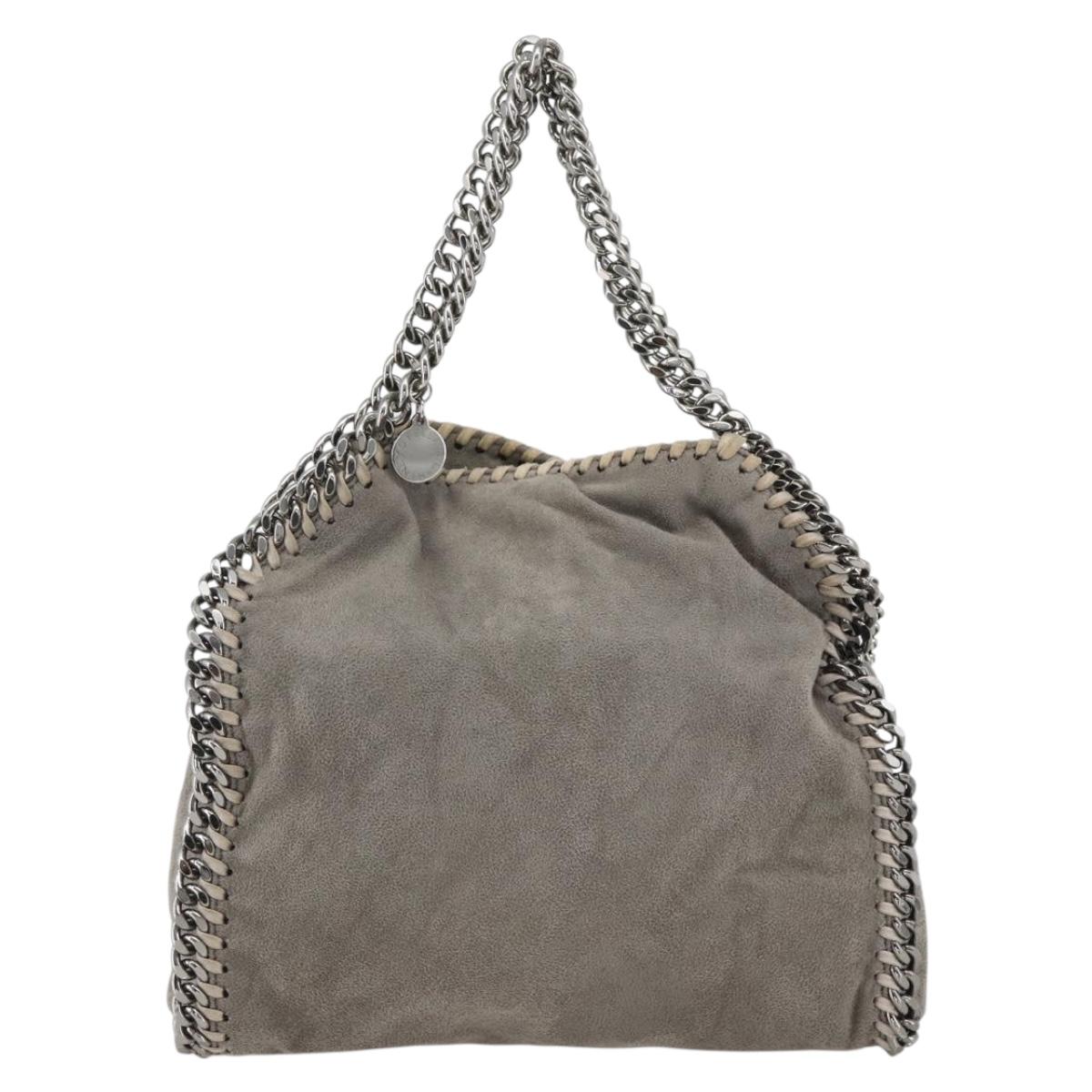 Stella MacCartney Chain Fabera Shoulder Bag Polyester Gray Silver Auth BSZ398