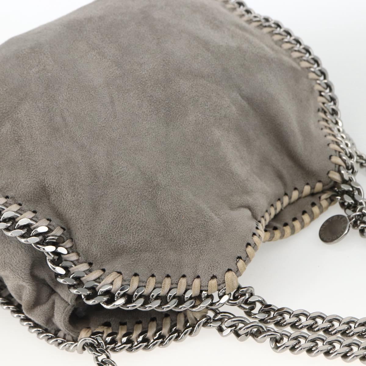 Stella MacCartney Chain Fabera Shoulder Bag Polyester Gray Silver Auth BSZ398