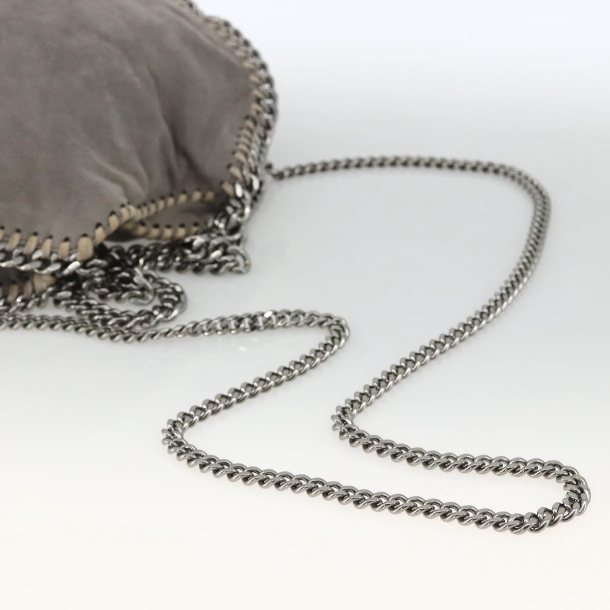 Stella MacCartney Chain Fabera Shoulder Bag Polyester Gray Silver Auth BSZ398