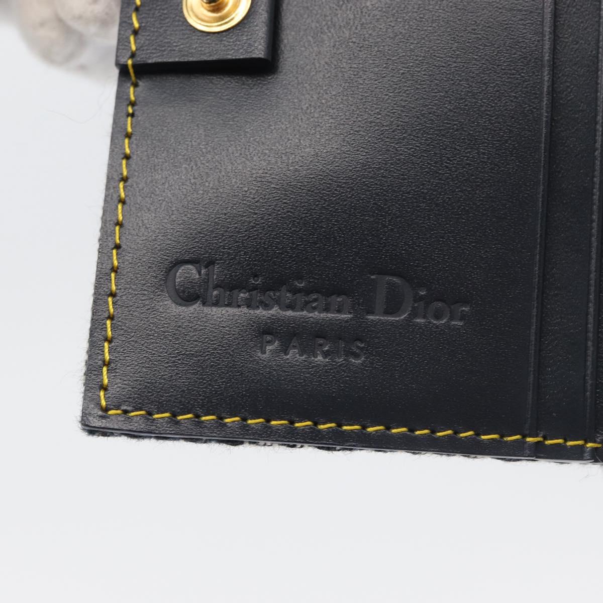 Christian Dior Trotter Canvas Wallet Navy Gold Auth BSZ409V