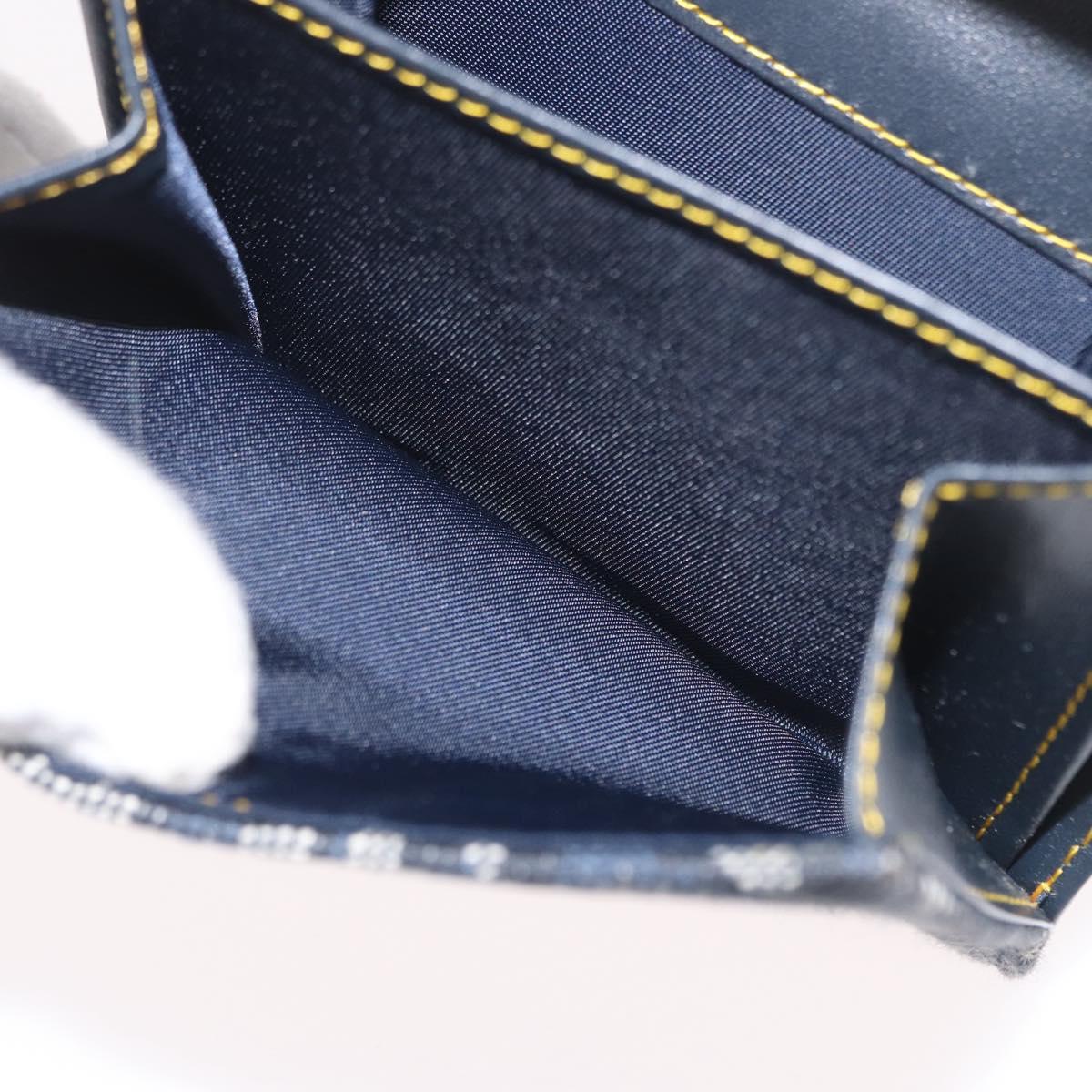 Christian Dior Trotter Canvas Wallet Navy Gold Auth BSZ409V