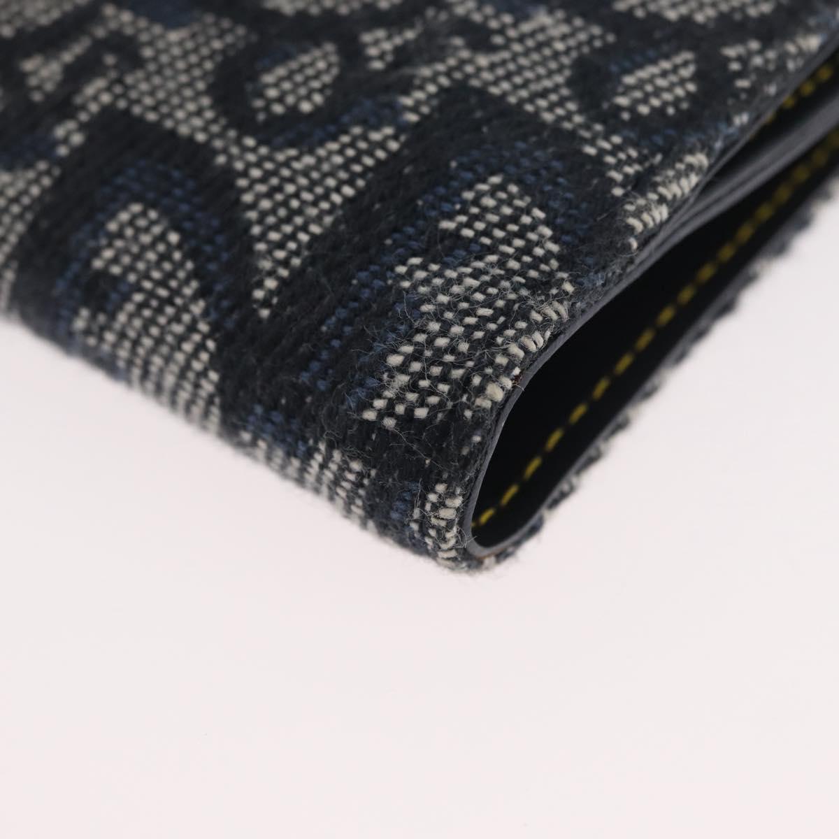 Christian Dior Trotter Canvas Wallet Navy Gold Auth BSZ409V