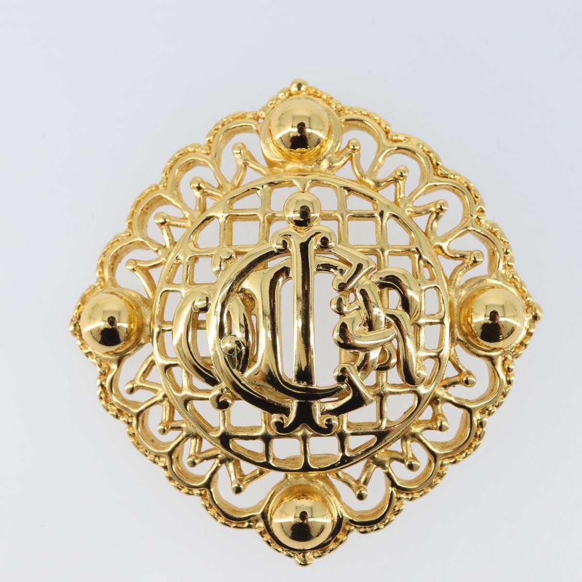 Christian Dior Brooch metal Gold Auth BSZ410V