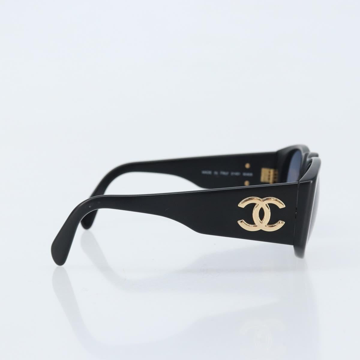 CHANEL Sunglasses plastic Black CC Auth BSZ412V