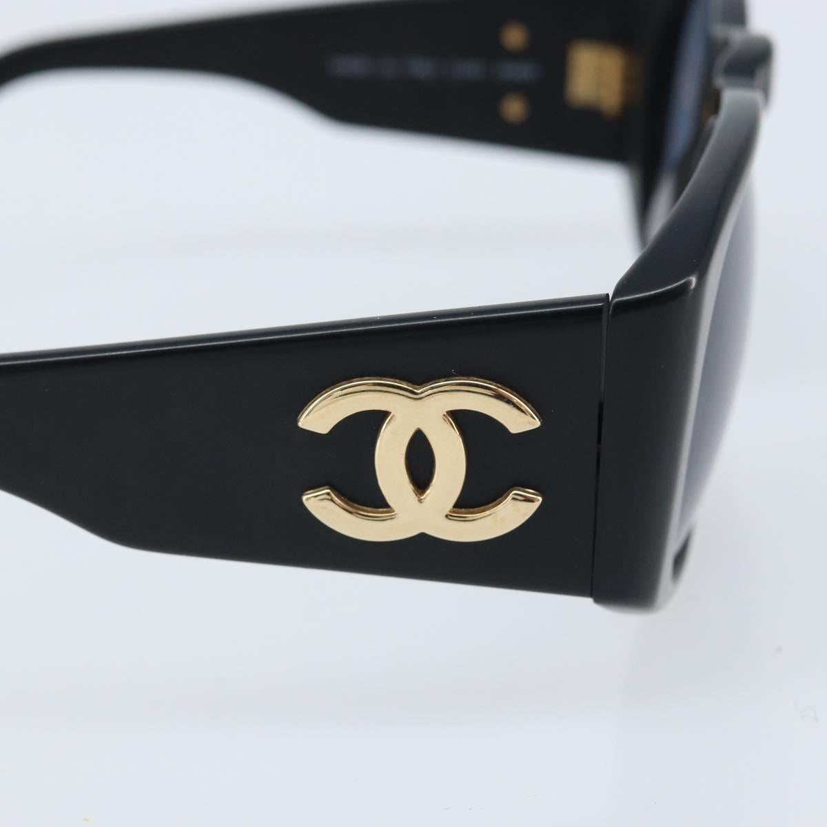 CHANEL Sunglasses plastic Black CC Auth BSZ412V