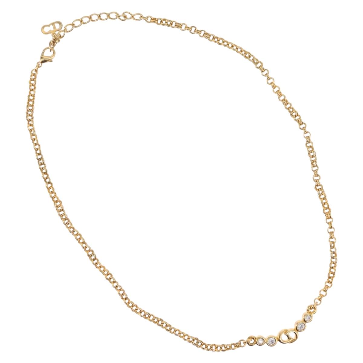 Christian Dior Necklace metal Gold Auth BSZ414V