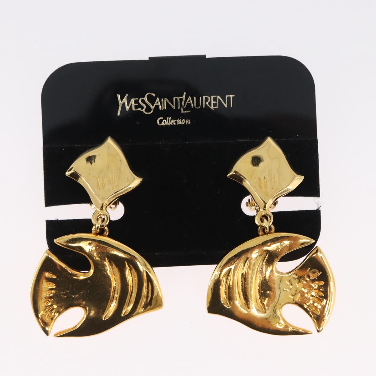 SAINT LAURENT Earring Earring metal Gold Auth BSZ416V