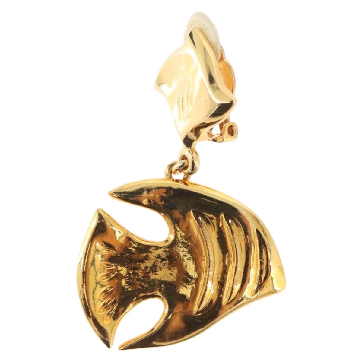 SAINT LAURENT Earring Earring metal Gold Auth BSZ416V