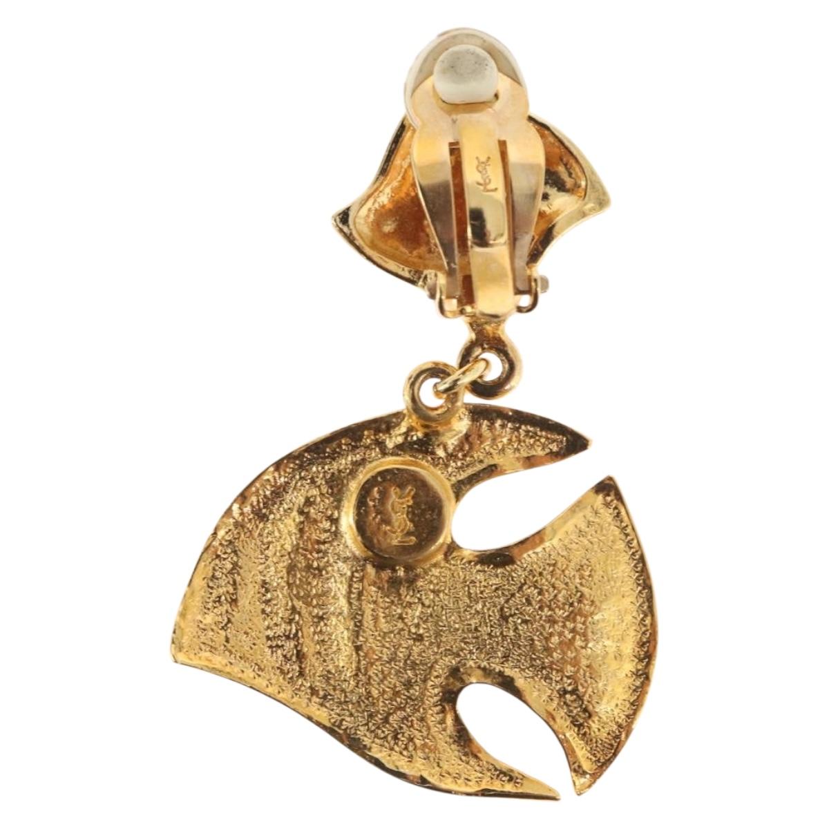 SAINT LAURENT Earring Earring metal Gold Auth BSZ416V