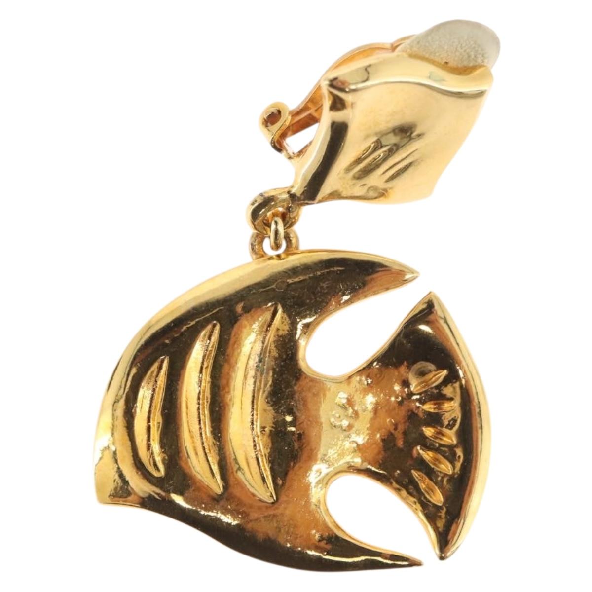 SAINT LAURENT Earring Earring metal Gold Auth BSZ416V
