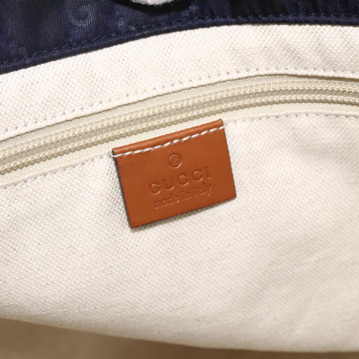 GUCCI GG Canvas Tote Bag Nylon Navy Gold 282439 Auth BSZ426