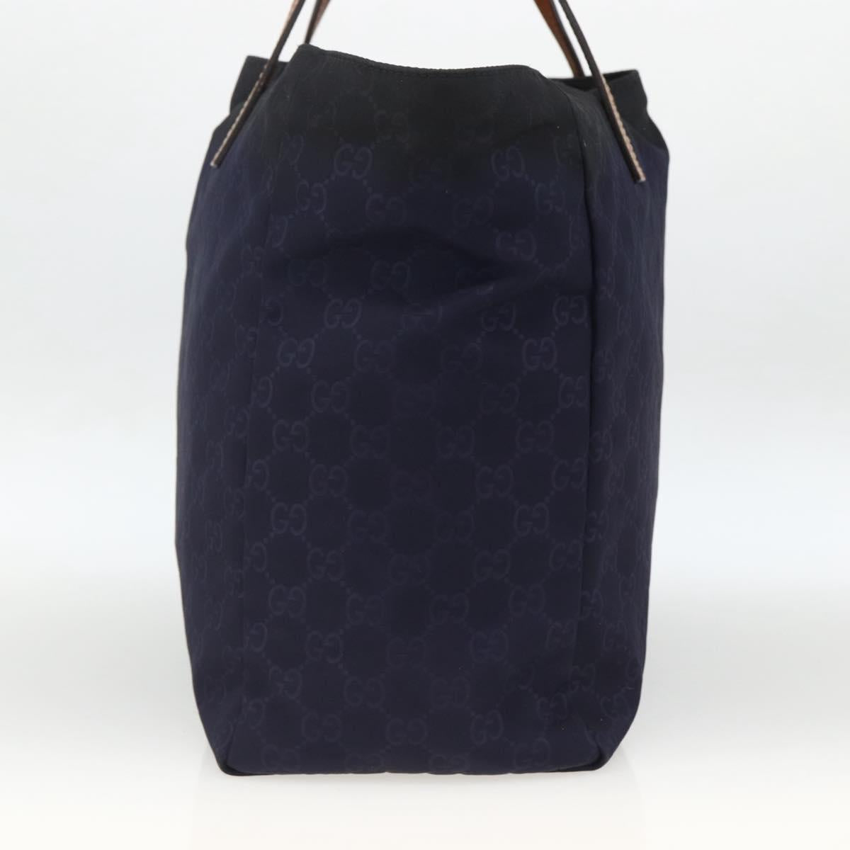 GUCCI GG Canvas Tote Bag Nylon Navy Gold 282439 Auth BSZ426