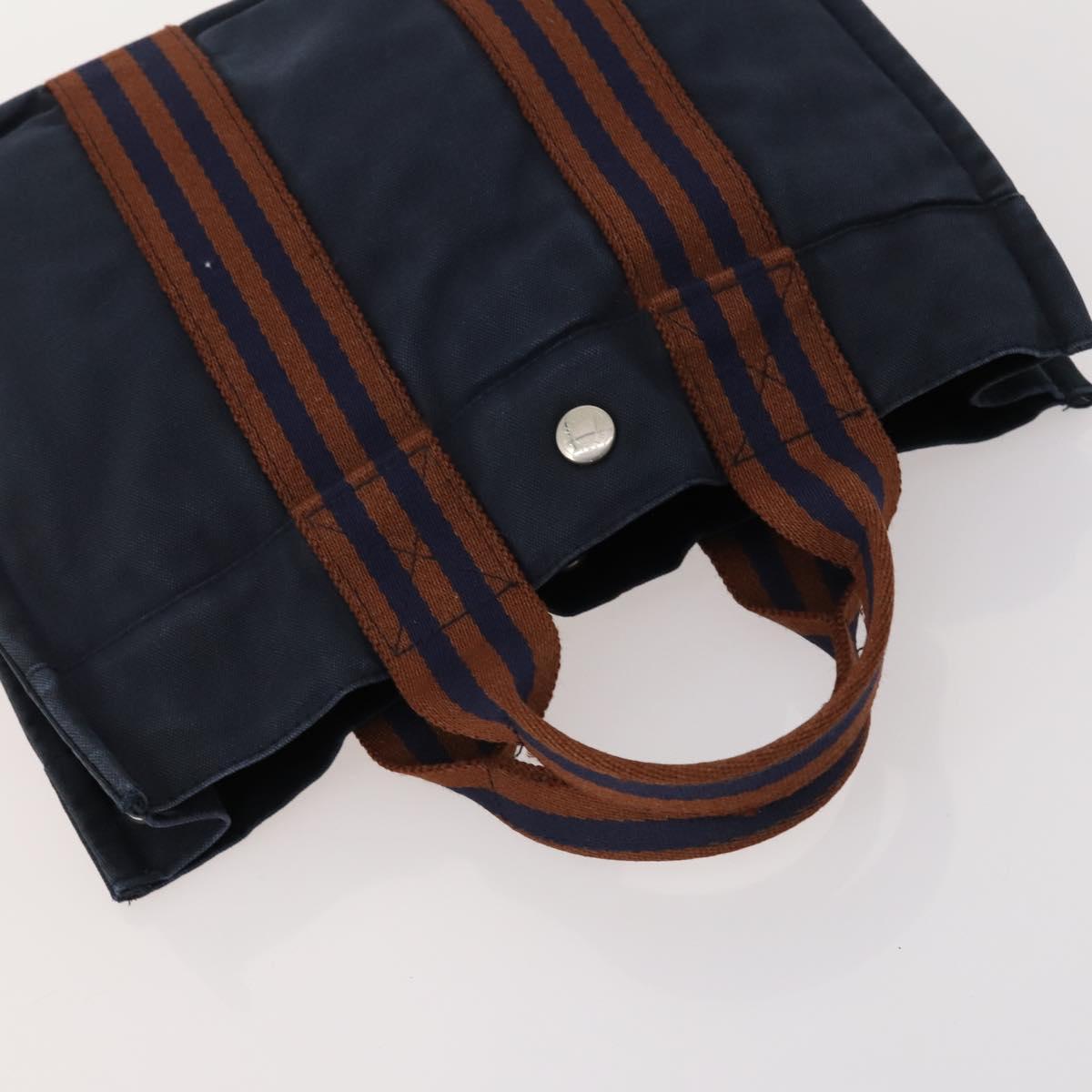 HERMES Fourre Tout Hand Bag Canvas 5 Set Black Red Navy Auth BSZ443