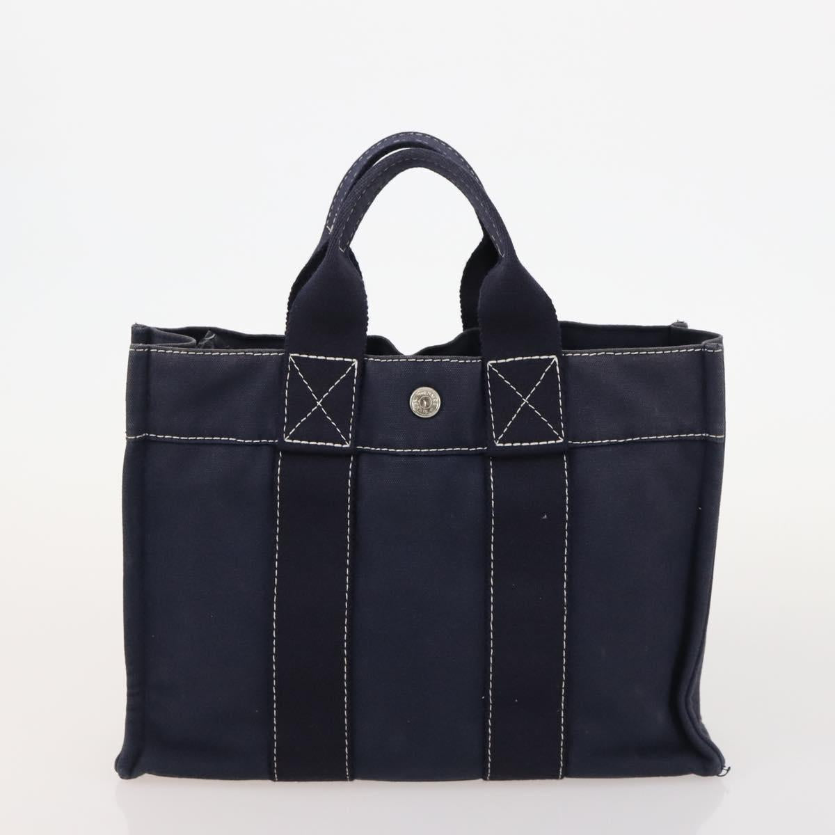 HERMES Fourre Tout Hand Bag Canvas 5 Set Black Red Navy Auth BSZ443