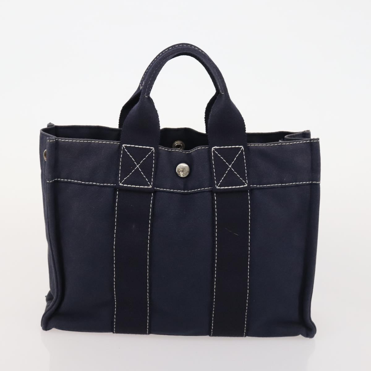 HERMES Fourre Tout Hand Bag Canvas 5 Set Black Red Navy Auth BSZ443
