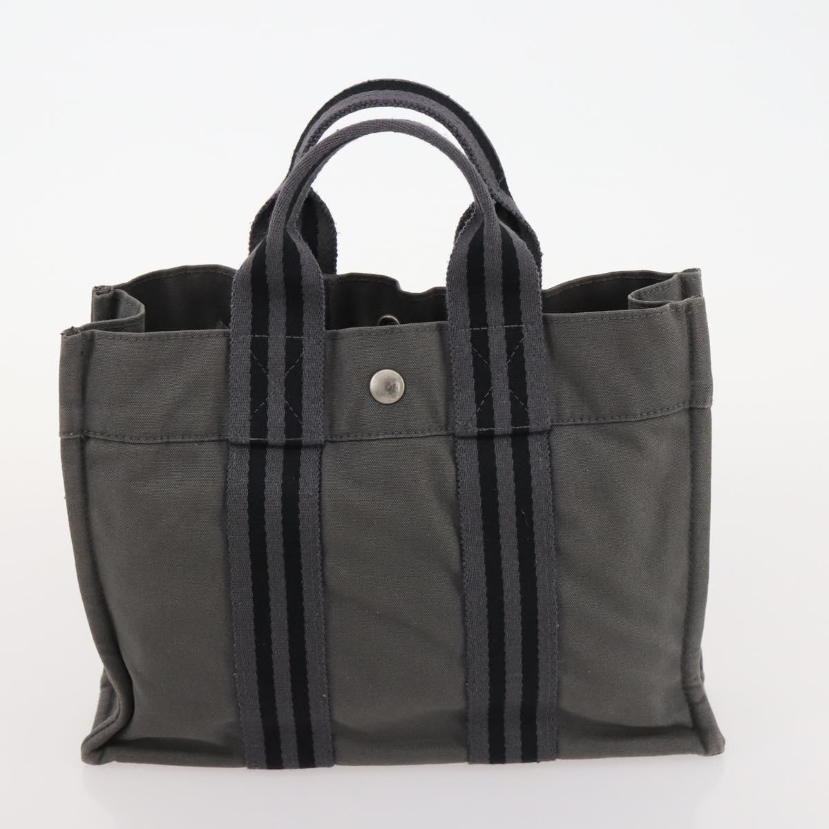 HERMES Fourre Tout Hand Bag Canvas 5 Set Black Red Navy Auth BSZ443
